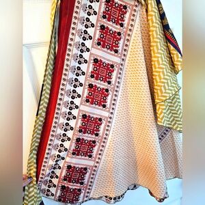 Silk Sari Wrap Skirt, regular TEA size, country pattern